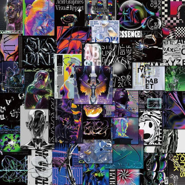 10/40pcs Cool Psychedelic Harajuku Acid Graphic Art Stickers Aesthetic DIY Luggage Skateboard Laptop Motorcycle Car Sticker Toy (Online Order Only)