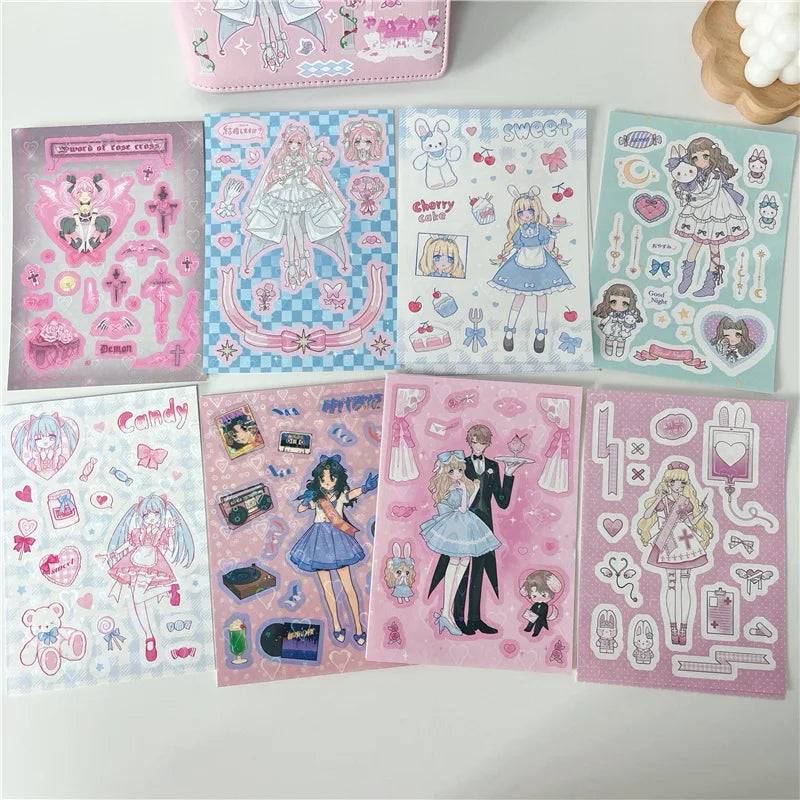 Cute Retro Comic Girl Stickers Diary Scrapbooking DIY Album Decoration Sticker Couple Aesthetic Kawaii Stationery Stick Label (ONLINE ORDER ONLY)