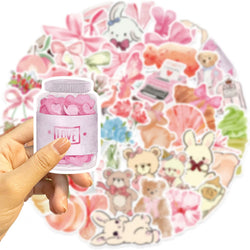 50PCS Kawaii Pink Sticker Aesthetic PVC School Stationery Children's Sketchbook Diary Laptop Scrapbook Supplies for Kids (ONLINE ORDER ONLY)