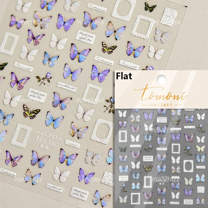 Retro European Flower Frame Gypsophila Bouquet Garden Charming Tulip Lavender Daisy Delicate Nail Art Stickers Manicure Decals (ONLINE ORDER ONLY)