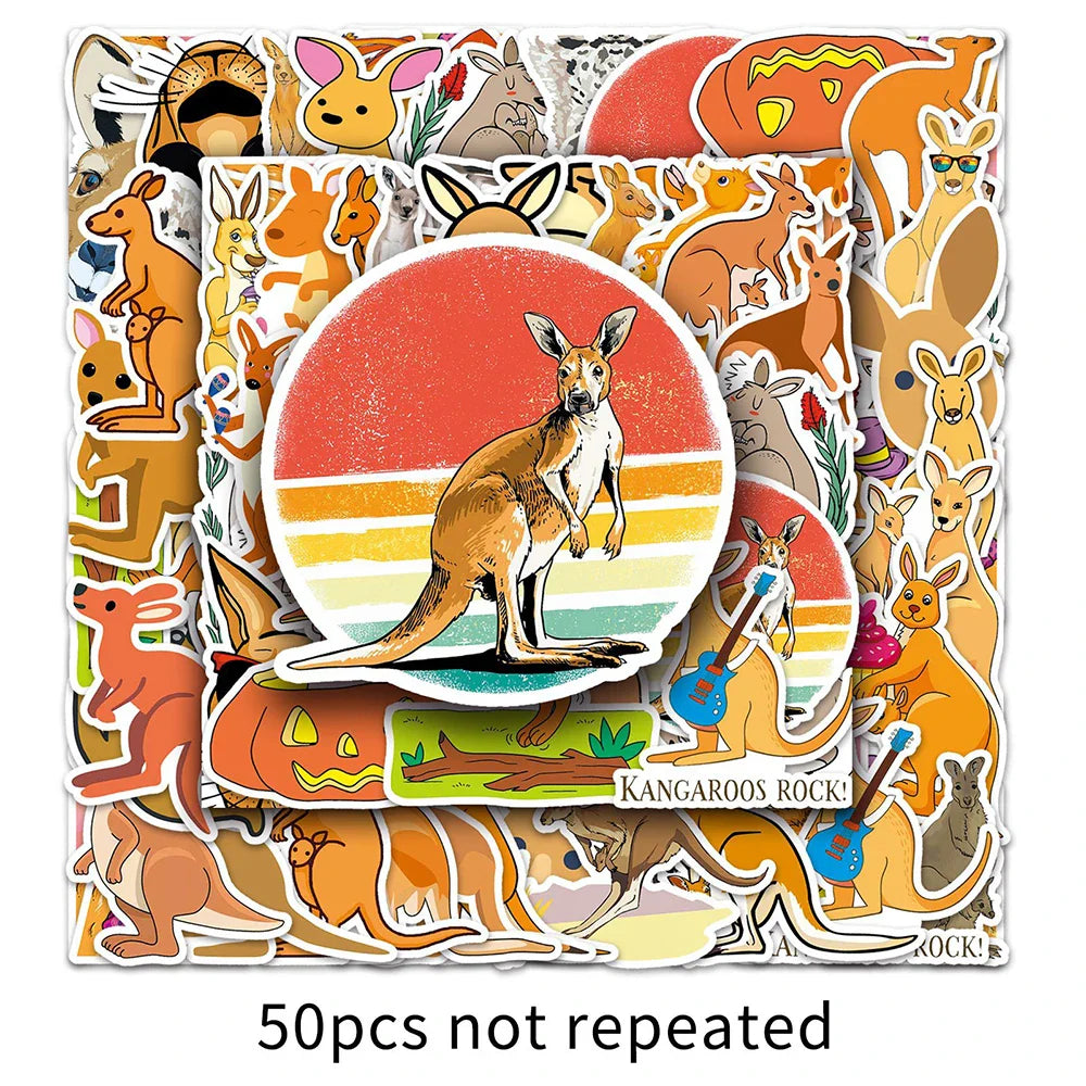 10/30/50PCS Funny Kangaroo Cartoon Stickers DIY Skateboard Laptop Phone Luggage Suitcase Guitar Wall Decals Decoration Kids Toy (ONLINE ORDER ONLY)