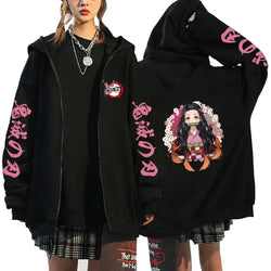 Demon Slayer Pattern Print Sweatshirt Harajuku Zipper Hoodie (ONLINE ORDER ONLY)