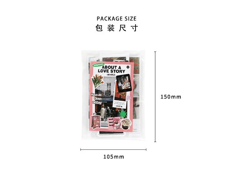 200Pcs/set Korean Style Fresh Sticker Note Paper Material Pack For Handbook Diary Collage DIY Scrapbooking Decoration Stationery (Online Order Only)