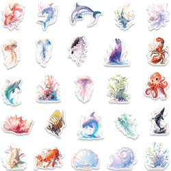 50pcs Cute Cartoon Marine Organism Stickers Vinyl Laptop Water Bottle Decals Luggage Guitar Skateboard Waterproof Graffiti (ONLINE ORDER ONLY)