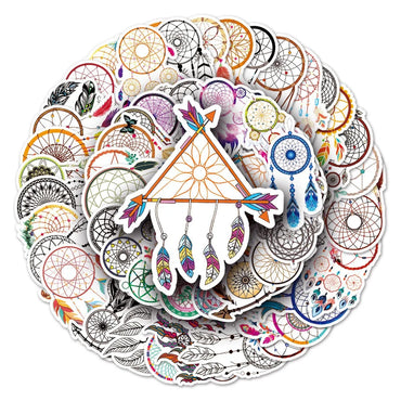 10/50Pcs Trendy Bohemian Catcher Feathers Bundle Decals Small Self-Adhesive Stickers for Laptops Journal Scrapbook Craft (ONLINE ORDER ONLY)