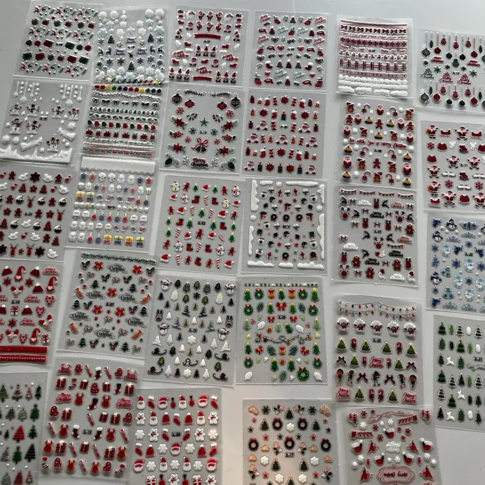 30 Sheets Cute Penguin Winter Nail Stickers Set 3D Snowflake Christmas Decals Tree Elk Bell Self Adhesive Slider Manicure Tips * (ONLINE ORDER ONLY)