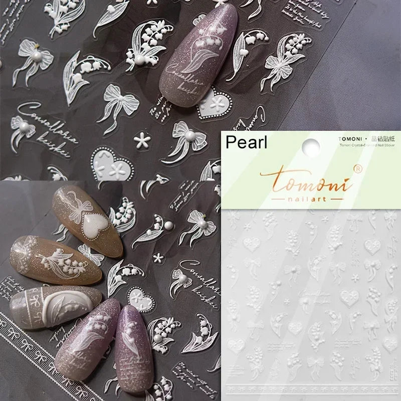 Charming Golden Gradient Shiny Rhinestone Jelly Butterfly Flower Petal Bowknot 3D Self Adhesive Nail Art Sticker Manicure Decals (ONLINE ORDER ONLY)