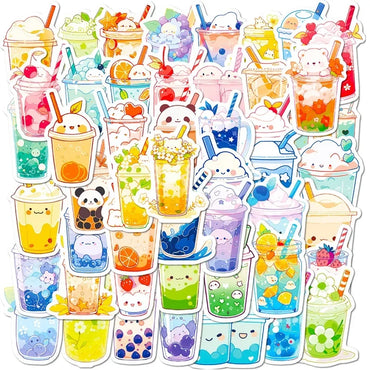 10/30/50PCS Panda Pearl Milk Tea PVC Sticker Aesthetic Children's Decoration Scrapbooking Stationery School Supplies for Kids (Online Order Only)