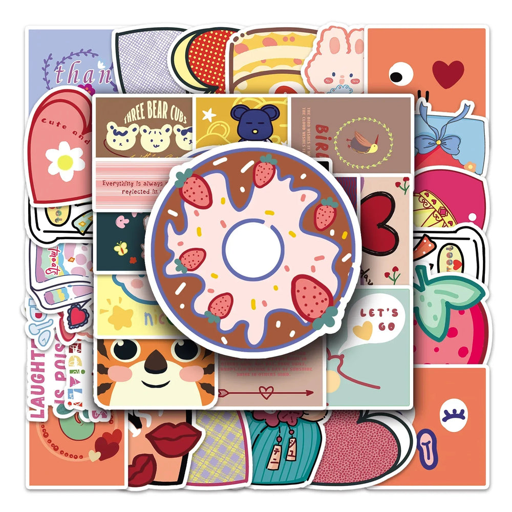 50Pcs Cute Cartoon Waterproof Vinyl Stickers for Skateboard Snowboard Decals (Online Order Only)