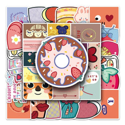 50Pcs Cute Cartoon Waterproof Vinyl Stickers for Skateboard Snowboard Decals (Online Order Only)