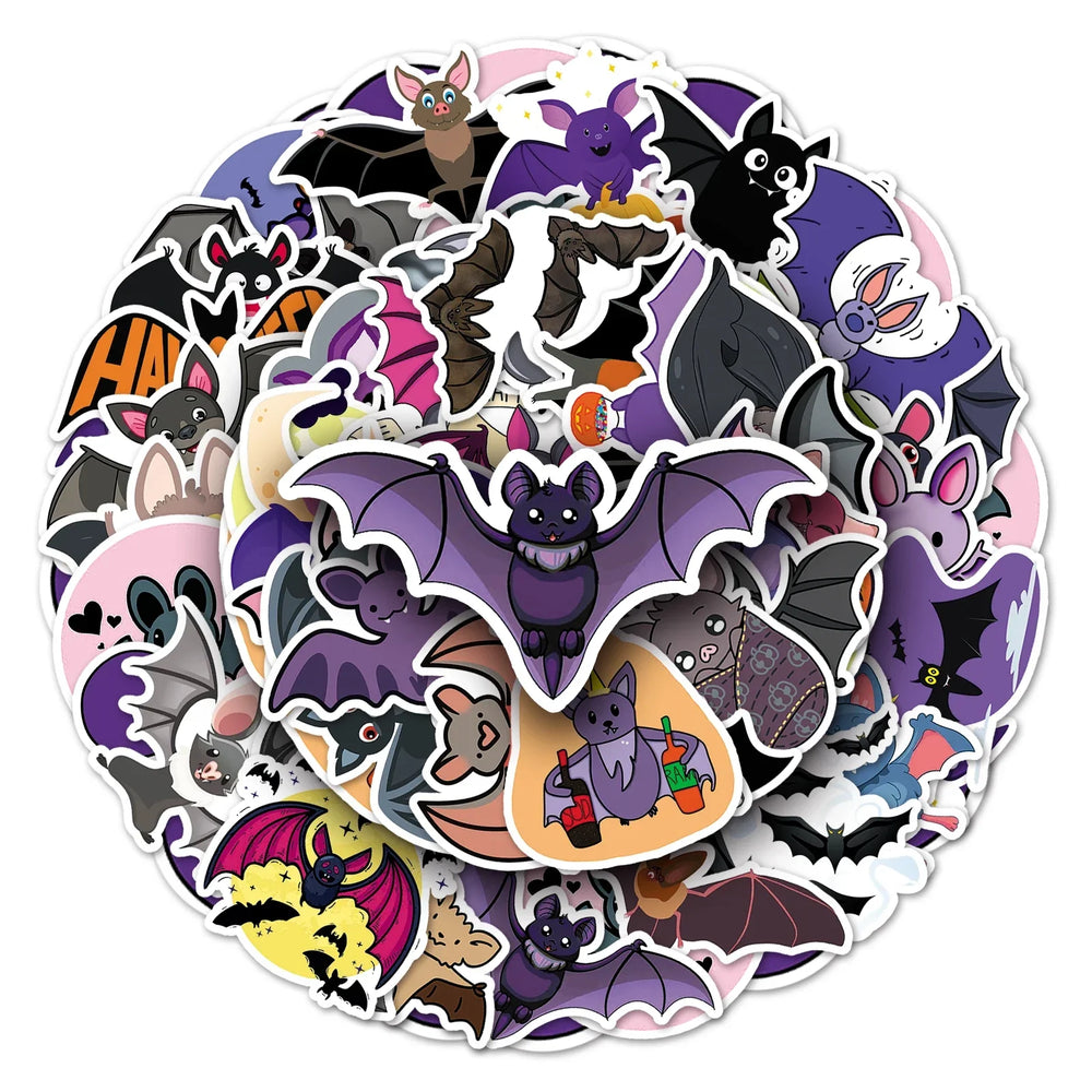 50Pcs Bat Series Cartoon Waterproof Vinyl Stickers for Skateboard Snowboard (Online Order Only)