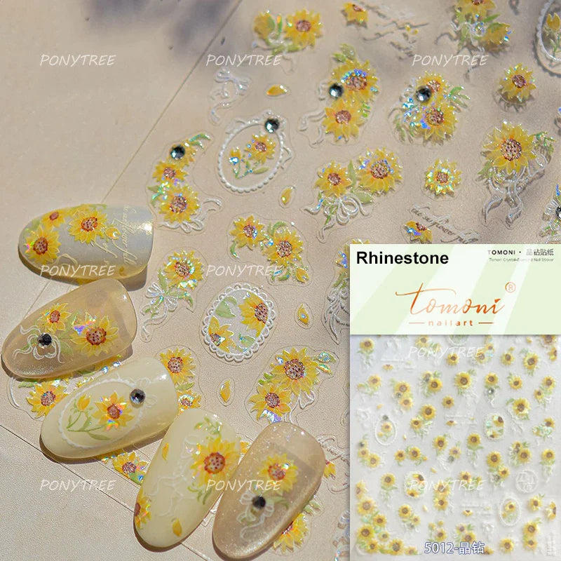 Colourful Butterfly Rose Flower Tulip Daisy Moth Orchid Narcissus 3D Self Adhesive Nail Art Decorations Stickers Manicure Decals (ONLINE ORDER ONLY)