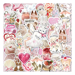 10/30/50PCS Cartoon Aesthetics Pink Stickers Cute Ins Style Decals DIY Decoration Notebook Phone Bike Laptop Fridge Luggage Toys (ONLINE ORDER ONLY)