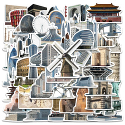 65PCS Famous Architecture Stickers for Laptop, Luggage, Phone, Scrapbook, Building Decals (Online Order Only)