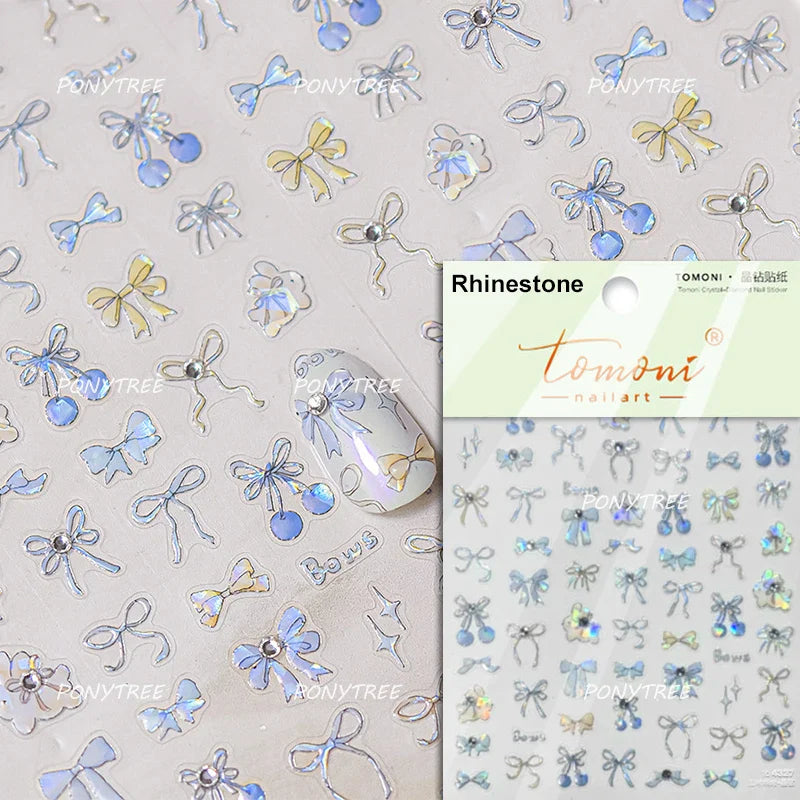 Dreamy Shiny Bowknot Ribbon Lace Delicate Tie Charming 5D Nail Art Decoration Sticker Self Adhesive Manicure Decal DIY Wholesale (ONLINE ORDER ONLY)