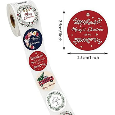 100-500pcs Christmas Stickers Holiday Label, Family Merry Christmas Stickers, Xmas Decorative Envelope Seals Stickers for Cards (ONLINE ORDER ONLY)