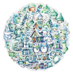 10/30/50PCS Cute Green Christmas Stickers Decoration Kawaii Cartoon Decals Toys Notebook Fridge Phone Bike Car Graffiti Sticker (ONLINE ORDER ONLY)