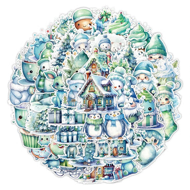 10/30/50PCS Cute Green Christmas Stickers Decoration Kawaii Cartoon Decals Toys Notebook Fridge Phone Bike Car Graffiti Sticker (ONLINE ORDER ONLY)