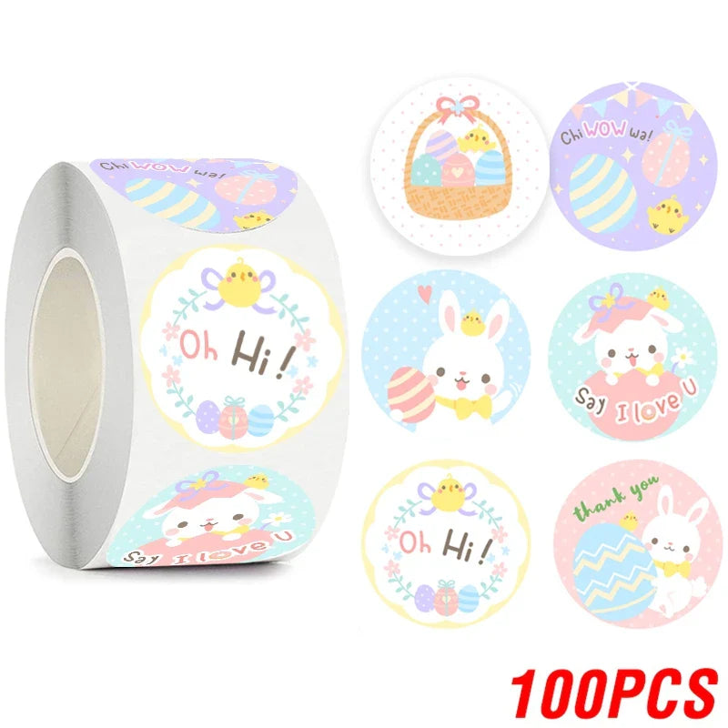 100-500pcs Cute Animal Encourage Sticker Kawaii Children Reward Stickers Creative School Supplies 2.5cm Circle Kids Toy Stickers (ONLINE ORDER ONLY)