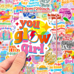 10/30/50/100pcs Cute Cartoon Motivational Phrase Stickers Inspirational Quote Decals Laptop Suitcase Phone Decoration Sticker (ONLINE ORDER ONLY)