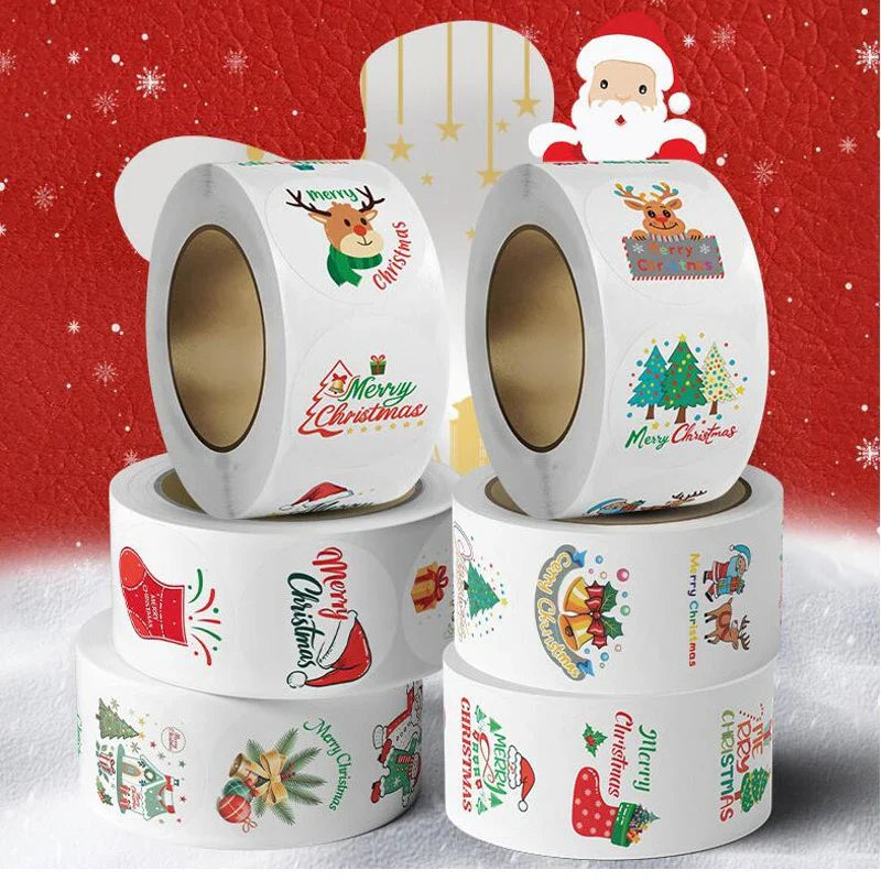 50-500pcs Cartoon Merry Christmas Stickers Decorative Sealing Sticker  New Year Reward Self-adhesive Labels For Kids Gift Party (ONLINE ORDER ONLY)