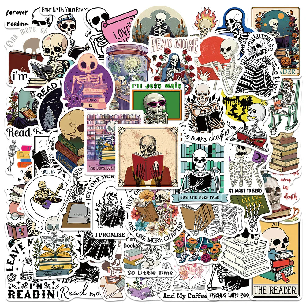 50PCS Skull Book Stickers Aesthetic DIY Scrapbook Laptop Luggage Graffiti (ONLINE ORDER ONLY)