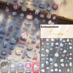 Dog Rabbit Line Bunny Footprint Bowknot Heart Cake Strawberry Flowers Bone Graffiti Adhesive Nail Art Stickers Manicure Decals (ONLINE ORDER ONLY)