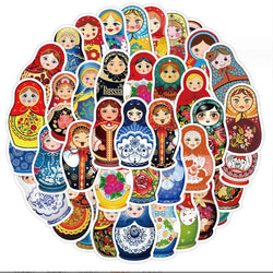 Cartoon Russian Doll Stickers Vinyl Decals for Laptop, Car, Fridge, DIY Decor (ONLINE ORDER ONLY)