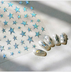 Sparkle Laser Silver Starburst Five-pointed Star Geometric Tiny Spot Romantic 5D Self Adhesive Nail Art Stickers Manicure Decals (ONLINE ORDER ONLY)
