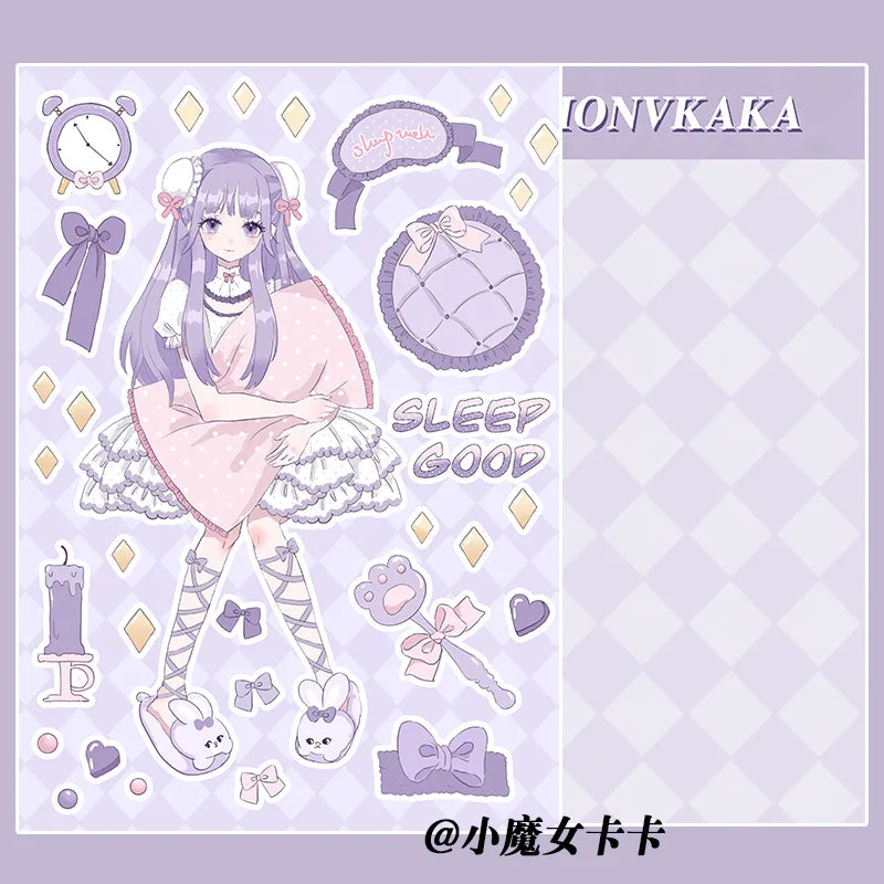 Sweet Cute Skateboard Girl Stickers Diary Scrapbooking DIY Album Decoration Sticker Aesthetic Personalized Kawaii Stationery (Online Order Only)