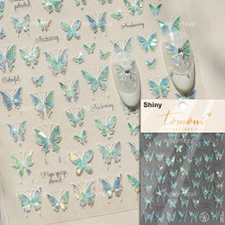 Shiny Butterfly White Pink Purple Romantic Animals Retro Photo Frame Chic Delicate Adhesive Nail Art Stickers 5D Manicure Decals (ONLINE ORDER ONLY)