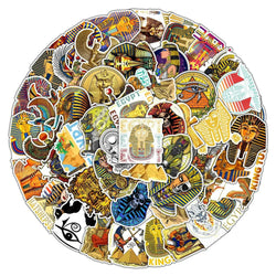 Retro Pharaoh Stickers Ancient Egypt Pyramid for Laptop Luggage Skateboard Phone Guitar (ONLINE ORDER ONLY)
