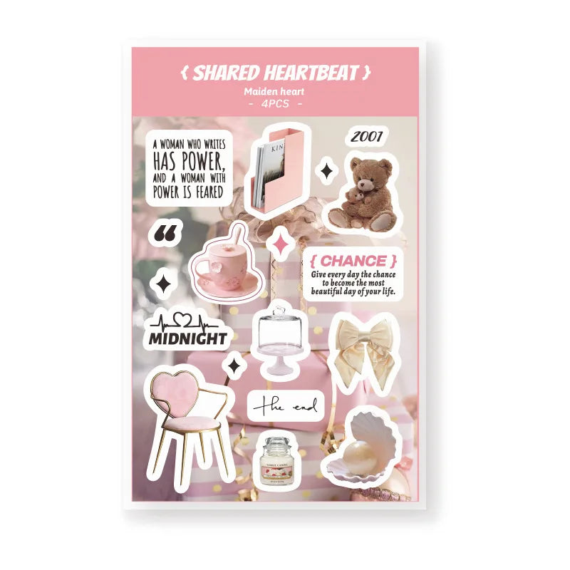 4 Sheets Ins Korean Magazine Planner Stickers Scrapbooking Journal Collage DIY Decoration Material Sticker Kawaii Stationery (Online Order Only)