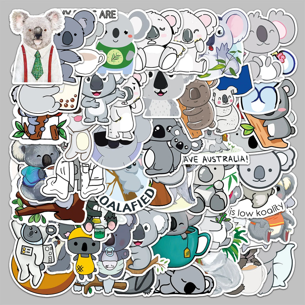 50pcs Cute Koala Graffiti Stickers for Helmet, Wall, DIY Decoration (Online Order Only)