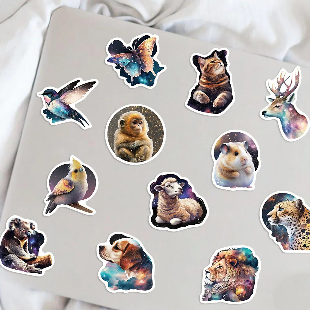 50Pcs Creative Animals Graffiti Stickers Starry Sky DIY Phone Guitar Laptop Suitcase Cup Waterproof Kids Toy Birthday Gifts (Online Order Only)