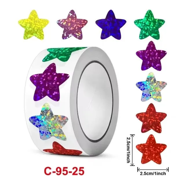 50-500pc Glitter Star Stickers for Kids School Teacher Reward Sticker Party Gift Decor Small Business Label Scrapbooking Sticker (ONLINE ORDER ONLY)