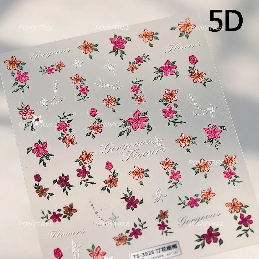 Peony Paeonia Lactiflora Rich Glory Flower Butterfly Ancient Fan Tassels Caved Window Adhesive Nail Art Sticker Manicure Decals (ONLINE ORDER ONLY)