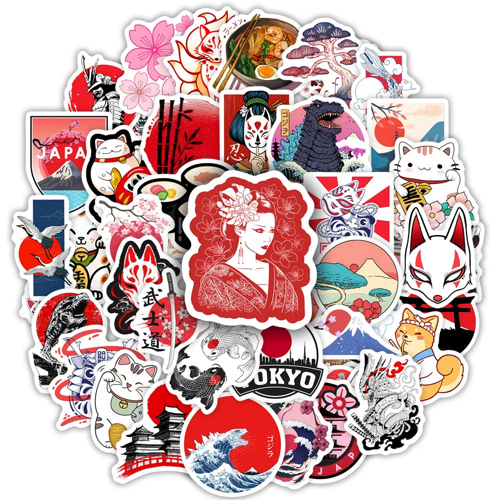 Cartoon Fantasy Japanese Elements Stickers DIY Kids Toy Gift Decal for Laptops Phones Luggage Decorative Scrapbook Waterproof (ONLINE ORDER ONLY)