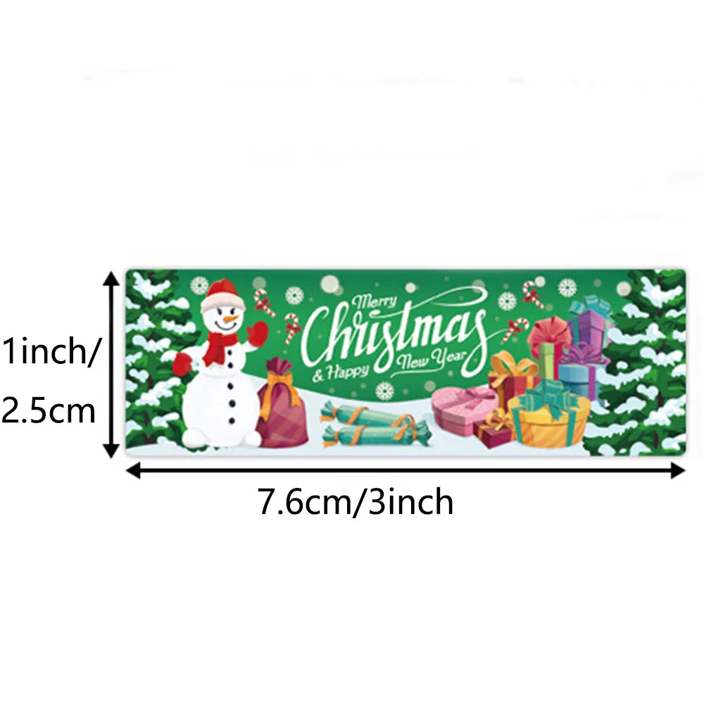 120pcs/roll Merry Christmas Stickers Rectangle Holiday Decorative Labels Decals Christmas for Business Package Gift Wrapping (ONLINE ORDER ONLY)