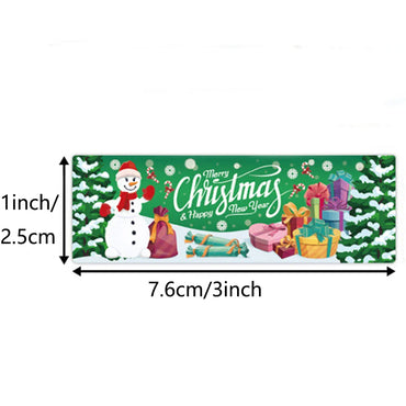 120pcs/roll Merry Christmas Stickers Rectangle Holiday Decorative Labels Decals Christmas for Business Package Gift Wrapping (ONLINE ORDER ONLY)