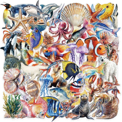 50PCS Cartoon Sea World PET Sticker Aesthetic Decoration Scrapbooking Stationery DIY Hand Accounting Supplies for Kids (ONLINE ORDER ONLY)