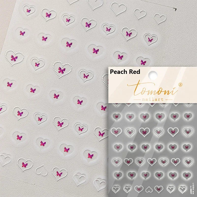 Colored Crystal Star Love Heart Shiny Silver Hollowed Smudging Rainbow Flower Jelly Embossed Nail Art Stickers Manicure Decals (ONLINE ORDER ONLY)