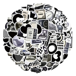 10/30/50/100pcs Ins Style Cute Stickers Black White Simple Decals Kids Toy DIY Laptop Notebook Phone Suitcase Decoration Sticker (ONLINE ORDER ONLY)