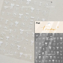 Cute 3D White Rose Flower Lace Bud Silk Bowknot Butterfly Dreamy Shiny Relief Chic Self Adhesive Nail Art Sticker Manicure Decal (ONLINE ORDER ONLY)