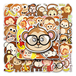 50Pcs Little Monkey Cartoon Waterproof Vinyl Stickers for Skateboard Snowboard (Online Order Only)