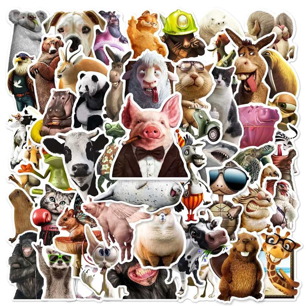 50pcs Cute Animal Stickers for Suitcase, iPad, Phone, Scrapbook (Online Order Only)