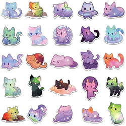 50pcs Kawaii Cartoon Starry Sky Cats Stickers Decals For Laptop Water Bottle Luggage Notebook Phone Vinyl Waterproof Graffiti (ONLINE ORDER ONLY)