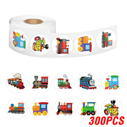 100-500pcs Kids Stickers Train Birthday Party Sticker Traffic Round Reward Sticker For Boys Girls Gift Label Stationery (Online Order Only)