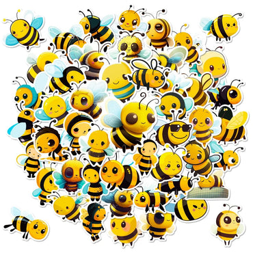 50PCS Cartoon Bee Honey Stickers DIY Laptop Guitar Luggage Fridge Waterproof Graffiti Sticker Decal Kids Classic Toys (Online Order Only)