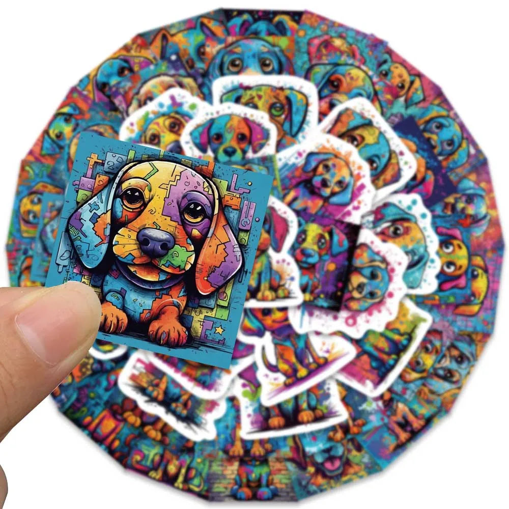 50pcs Colorful Cool Cartoon Aesthetic Dogs Graffiti DIY Waterproof Stickers For Laptop Guitar Luggage Phone Decals (ONLINE ORDER ONLY)